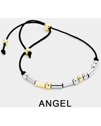 Fashnzfab - Angel Message Morse Code Adjustable Cinch Pull Tie Bracelet, Two Tone - Lyst