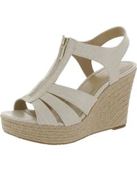 MICHAEL Michael Kors - Faux Leather Embossed Wedge Sandals - Lyst