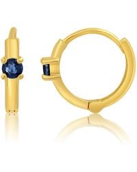 MAX + STONE - Natural Gemstone Pair Small Huggie Hoop Earrings In 14k Yellow Gold With Hidden Clip Closure - Lyst