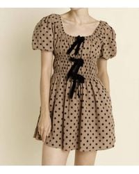 AUREUM - Velvet Bow Polka Dot Mini Dress - Lyst