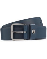 BOSS - Italian-Leather Belt With Double B Monogram - Lyst