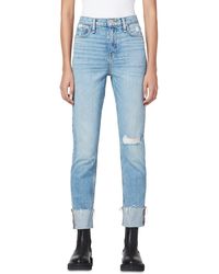 Hudson Jeans - Distressed High Rise Straight Leg Jeans - Lyst