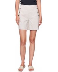 Charlie b - Linen Blend Stretch Shorts With Button Detail - Lyst
