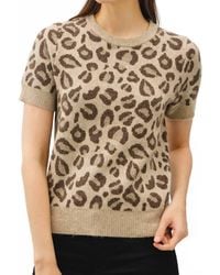 Be Cool - Leopard Print Wool Blend Knit Top - Lyst