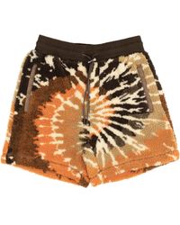Amiri - Orange And Tie Dye Polar Fleece Shorts - Lyst
