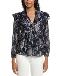 Sail To Sable - Ruffle Neck Tie Front Top - Lyst