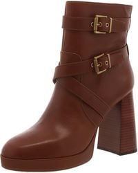 Vince Camuto - Coliana Leather Stacked Heel Booties - Lyst
