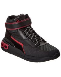 Ferragamo - Cosma Leather & Mesh High-Top Sneaker - Lyst
