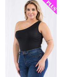 TRUEDAMES - Plus Size One Shoulder Solid Casual Bodysuit - Lyst