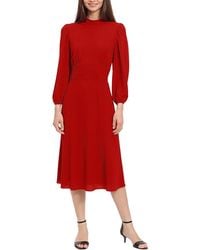 Maggy London - Long Sleeve Mock Neck Midi Dress - Lyst