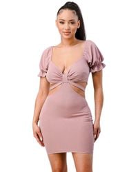 TRUEDAMES - Lux Side Cutout With Back Tie Detail Bodycon Dress - Lyst