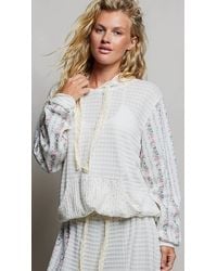 Pol - Kangaroo Pocket Mixed Knit Contrast Sleeve Hooded Pullover - Lyst