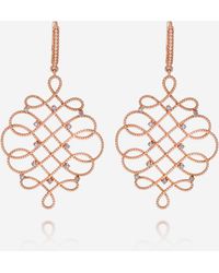 Piero Milano - 18k Rose Gold, Diamond Drop Earrings - Lyst