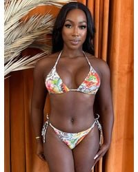 TRUEDAMES - Dragon Heat Bikini Bold Dragon And Floral Print Adjustable Triangle Swim Set - Lyst