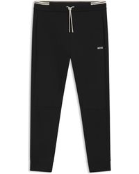 BOSS - Cotton Tracksuit Bottoms With Striped Trims - Lyst