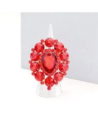 Fashnzfab - Rhinestone Crystal Cluster Teardrop Stretch Ring - Lyst