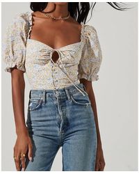 Astr - Lace Up Tie Front Top - Lyst