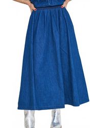 Blu Pepper - Elastic Waist Denim Maxi Skirt - Lyst