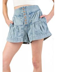 Eesome - Katy Pleated Denim Shorts - Lyst