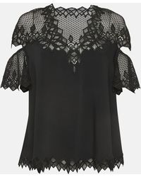 Jonathan Simkhai - Lace Trim Crepe Cut-Out Sleeve Detail Blouse - Lyst