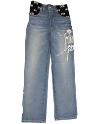 LOST DAZE - Indigo Skeleton Moon Crop Flared Jeans - Lyst
