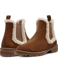 Steve Madden - Leopold Boot 7 Camel Suede Faux Fur Ankle Chelsea Khd1653 - Lyst