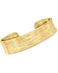 Ross-Simons - Italian 18kt Gold Over Sterling Textured And Polished Cuff Bracelet - Lyst
