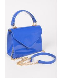 Fashnzfab - Enamel Faux Leather Top Handle Bag - Lyst