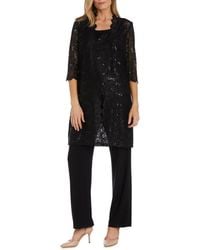 R & M Richards - Lace 3/4 Sleeve 3-Piece Pants Set - Lyst