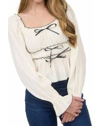 Blu Pepper - Contrast Bow Ruffled Long Sleeve Blouse - Lyst