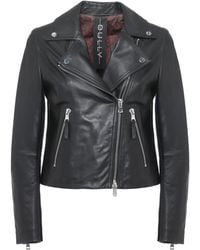 Bully - Leather Cropped Asymmetrical Leather Jacket - Lyst