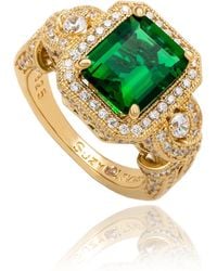 Suzy Levian - Sterling Emerald-Cut And Cubic Zirconia Pave Ring - Lyst