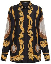 Versace - Cameo Silk Button Down Shirt, Brand Size 38 Us - Lyst