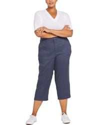 NYDJ - Plus Utility Linen Blend Flat Front Cropped Pants - Lyst