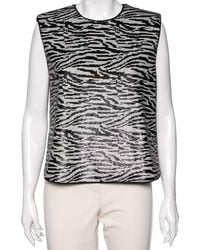 Self-Portrait - Self Portrait Monochrome Zebra Pattern Sequin Embellished Sleeveless Top - Lyst
