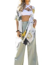 Leto - Floral Motif Boho Festival Cover Up Kimono - Lyst