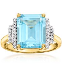 Ross-Simons - Sky Topaz Ring With Diamonds - Lyst