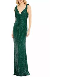 Mac Duggal - Ieena- Sequined Low Back Bow Shoulder Gown - Lyst