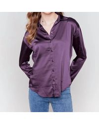 Charlie b - Solid Satin Button Down Shirt - Lyst
