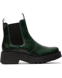 Fly London - Petrol Medi789 Wedged Chelsea Ankle Leather Platform Boots - Lyst
