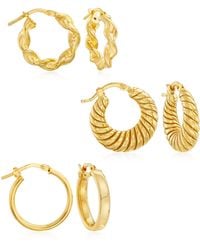 Ross-Simons - Italian 18kt Over Sterling Jewelry Set: 3 Pairs Of Hoop Earrings - Lyst