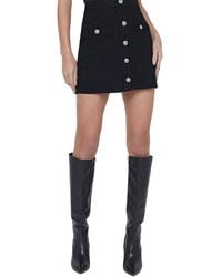 L'Agence - Kris Button Front Mini Skirt - Lyst