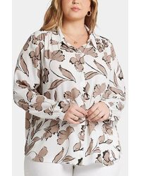 NYDJ - Top 2X Floral Button Front Long Sleeve Modern Blouse Jdm265 - Lyst
