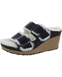 Papillio - Nora Big Buckle Leather Shearling Wedge Sandals - Lyst