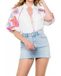 Thml - Embroidered Puff Sleeve Top - Lyst