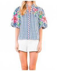 Thml - Puff Sleeve Embroidery Textured Top - Lyst