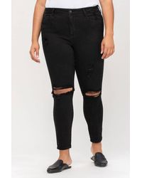 cello - High Rise Distressed Skinny Jean - Lyst