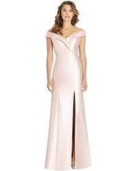 Alfred Sung - Off-the-shoulder Cuff Trumpet Gown With Front Slit - Lyst