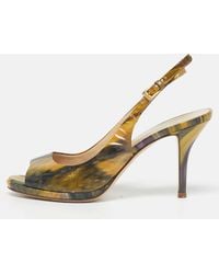 Loriblu - Patent Leather Peep Toe Slingback Pumps - Lyst