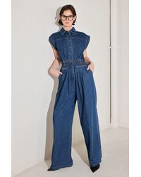 TRUEDAMES - Power Play Denim Jumpsuit - Lyst